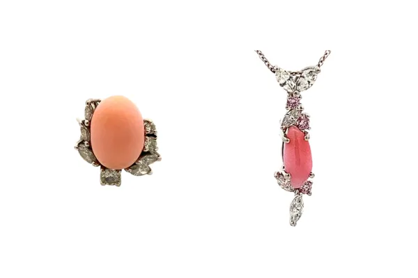 Pt900/K18WG コンクパール・ダイヤネックレス　Pt･Pm950 コンクパール・ダイヤ