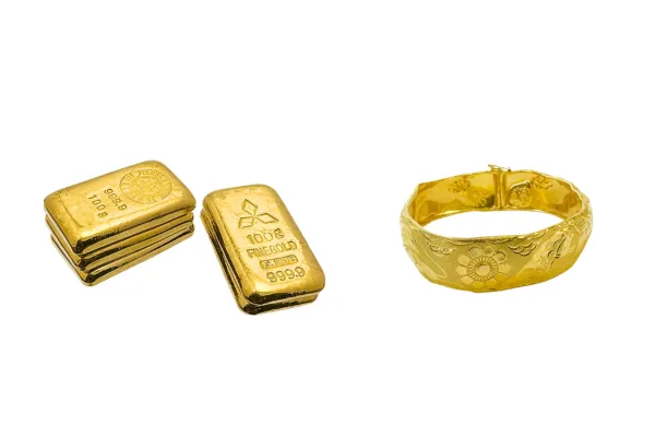 24金インゴットと24金の指輪