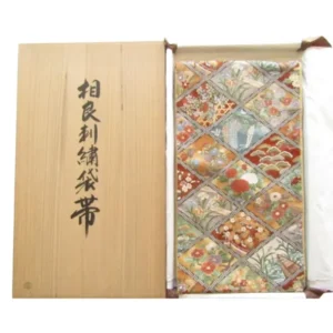 良刺繍袋帯 彩花菱取紋