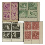 プレミア切手 未使用 国体切手各種 田型 第2回国体 3回国体 4回国体 5回国体 銘版付き