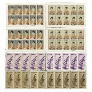 プレミア切手 未使用 市川えび蔵10面シート×2 ビードロを吹く娘10面シート×2 月に雁 バラ10枚 見返り美人 バラ10枚