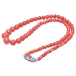 朱赤珊瑚 丸玉ネックレス シルバークラスプ