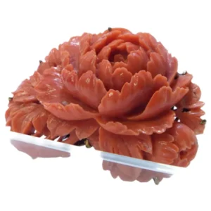 朱赤珊瑚 帯留め 和装小物 重量 約23.5g