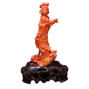 桃珊瑚置物 天女 重量約260.1g 高さ約16cm