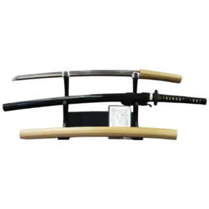 脇差 [長さ]52.9cm [反り]1.0cm [目釘]1個 [銘](表) 孫六 白鞘 拵え付き