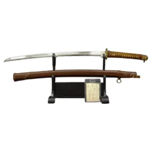 脇差 [長さ]58.6cm [反り]1.2cm [目釘]1個 [銘]無銘 拵え 秋田県登録