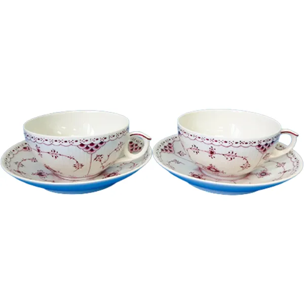 ロイヤルコペンハーゲン バーガンディハーフレース ペアセット