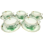 HEREND ヘレンド インドの華 グリーン カップ＆ソーサー5客セット