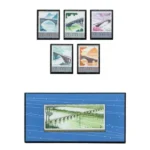 中国切手 1978年 幹線道路にかかるアーチ橋 小型シート他