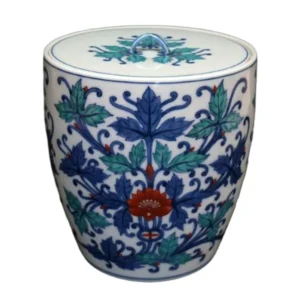 人間国宝十三代 今泉今右衛門作 色鍋島唐草文水指