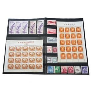 未使用切手まとめて 竜銭切手 立太子礼5円20枚シート 月に雁 平和条約調印 平等院鳳凰堂ほか