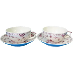 ロイヤルコペンハーゲン バーガンディハーフレース ペアセット