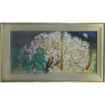 絵画 横山大観 夜桜(左隻)