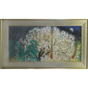 絵画 横山大観 夜桜(左隻)