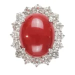 18K  珊瑚 サンゴ メレダイヤ リング