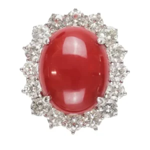 18K  珊瑚 サンゴ メレダイヤ リング