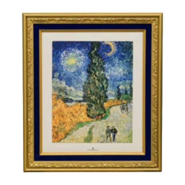 絵画 ゴッホ 糸杉と星の見える道