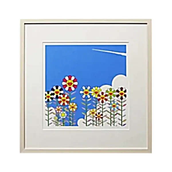 絵画 村上隆 夏の青空に飛行機雲