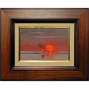 絵画 斎藤真一 紅い太陽の道 越後瞽女冬の旅