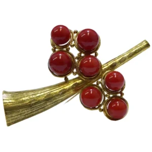 赤珊瑚 ブローチ 金具K18 総重量約22.3g