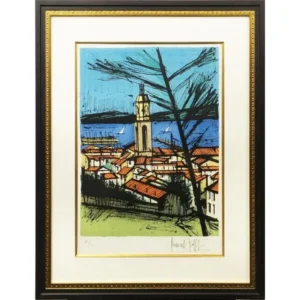 リトグラフ ベルナール・ビュッフェ サントロペ 教会と湾