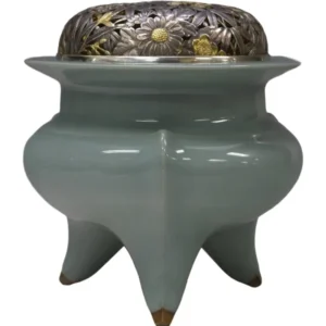 三代 諏訪蘇山造 青磁袴腰香炉