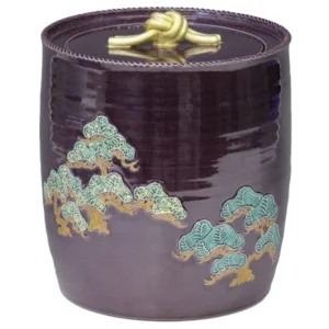 八代吉向十三軒 紫交趾水指 鵬雲斎書付 交趾焼 共箱 茶道具 茶器 伝統工芸 陶芸