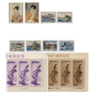 切手趣味週間 月に雁3枚ブロック他計14枚