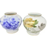 大倉陶園 花瓶2点 金銀彩 牡丹 ブルーローズ 花瓶 花器 つぼ 壺