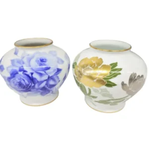 大倉陶園 花瓶2点 金銀彩 牡丹 ブルーローズ 花瓶 花器 つぼ 壺