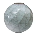 岡重利 (貫入)青磁壷 共箱 掻き銘 陶芸 陶磁器 つぼ