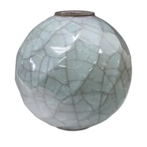 岡重利 (貫入)青磁壷 共箱 掻き銘 陶芸 陶磁器 つぼ