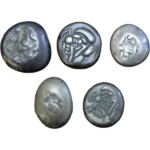 日本の古銭 豆板銀 (両面大黒含) 5個