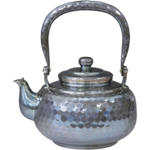 松栄堂 純銀製亀甲目打水差 大型銀瓶