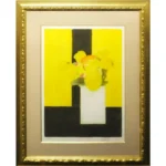 絵画 ベルナール・カトラン 黒い机の上の夏の花束