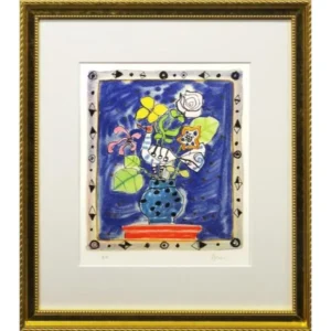 絵画 ポール・アイズピリ 鳥のいる花瓶の花束