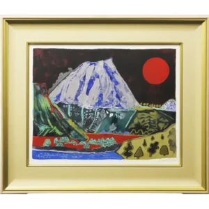 絵画 片岡球子 銀色になった富士 金.銀.紅.白 富士四題より