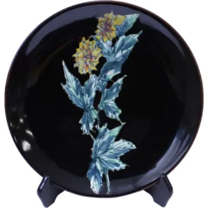 青木龍山 釉彩花紋皿 京焼