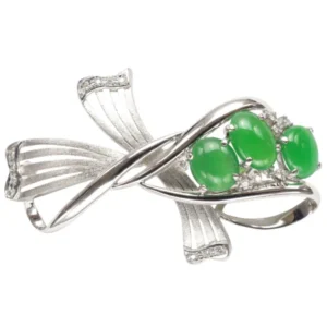 ジュエリー 約14.3g 翡翠 ヒスイ メレダイヤブローチ鑑別書付