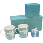 ティファニー ブルーボックス マグカップ2客・ブルーボックス 小物入れ リボン 箱有り