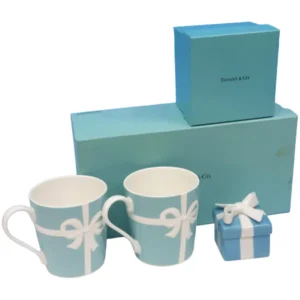 ティファニー ブルーボックス マグカップ2客・ブルーボックス 小物入れ リボン 箱有り