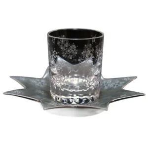 バカラ×十四代今泉今右衛門 (本人作) コラボ 雪文グラス＆色絵薄墨墨はじき雪文星型皿 箱付き