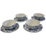 ロイヤルコペンハーゲン ブルーフルーテッド フルレース ティーカップ＆ソーサ― 4客セット