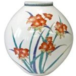 人間国宝 十四代酒井田柿右衛門 濁手紫露草文花瓶 有田焼 本人作 共箱 茶道具