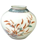 人間国宝 十四代酒井田柿右衛門 濁手蓼文花瓶 本人作 有田焼 共箱 花入 花器 貴重名品 陶芸