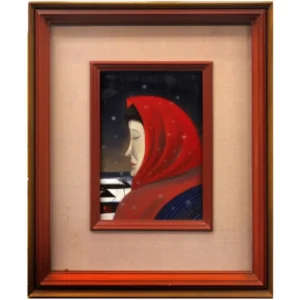 斎藤真一名 立の瞽女 越後瞽女日記 油彩SM 人物画 共シール 女性像 絵画 原画 油絵 真作保証