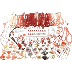 珊瑚 サンゴ ネックレス リング ブローチ トップ等 アクセサリー 大量おまとめ B-YA02799