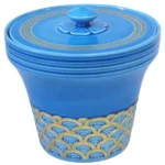 真葛香斎 浅黄交趾青海波末廣水指 京焼 共箱 銘あり 茶道具 水器 陶芸 伝統工芸