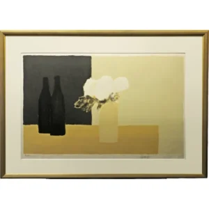 絵画 ベルナール・カトラン 白いバラと黒い花瓶