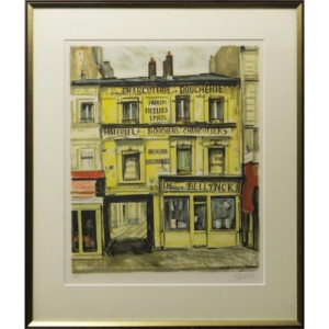 絵画 リトグラフ 荻須高徳 黄色い店